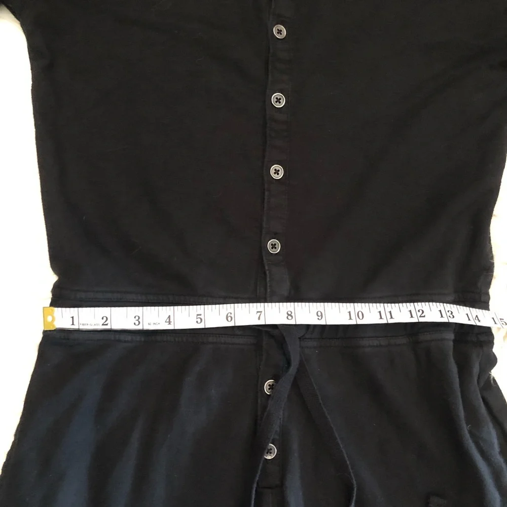 Aerie Black Wide Leg Long Sleeves Drawstring Cotton Half Button Jumpsuit size S